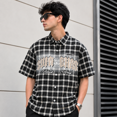 Black Grid Boxy Shirt